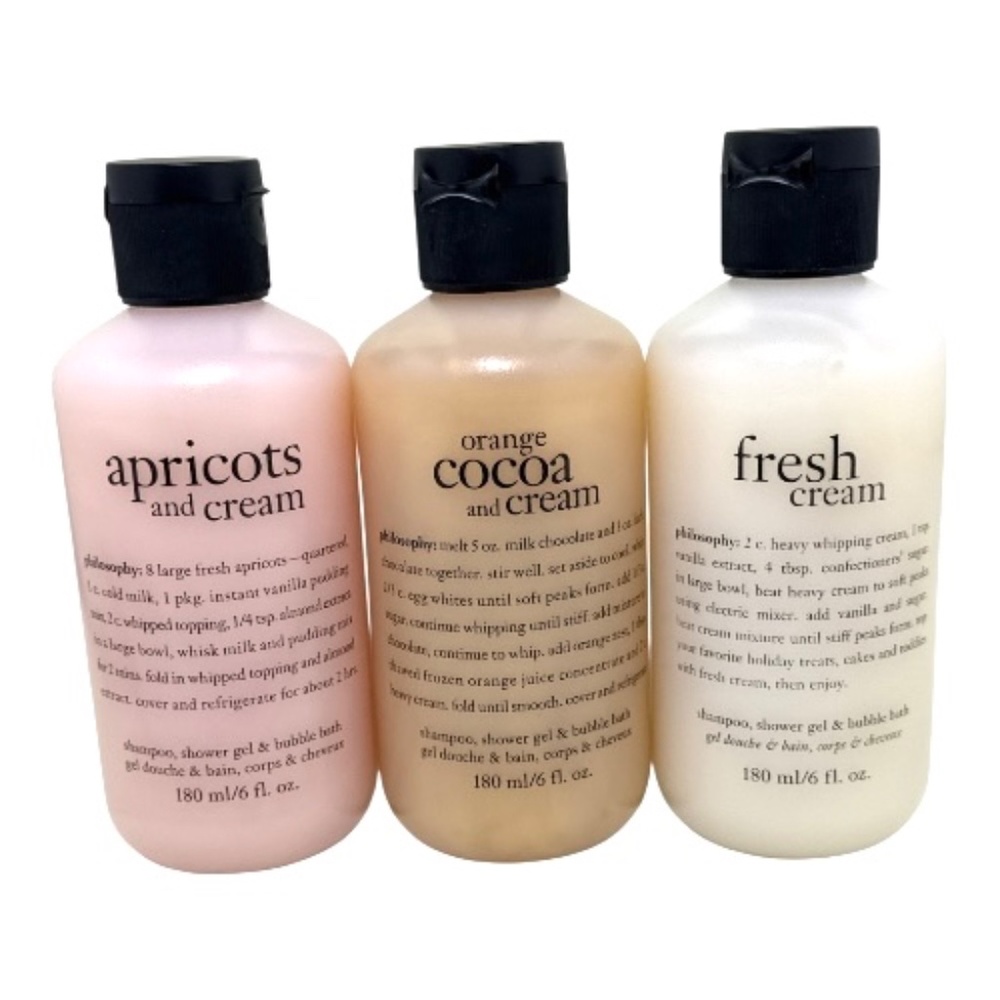 NWT Philosophy Shower Gel Trio Fresh Cream Apricots & Cream Orange Cocoa 6 oz - Picture 4 of 5